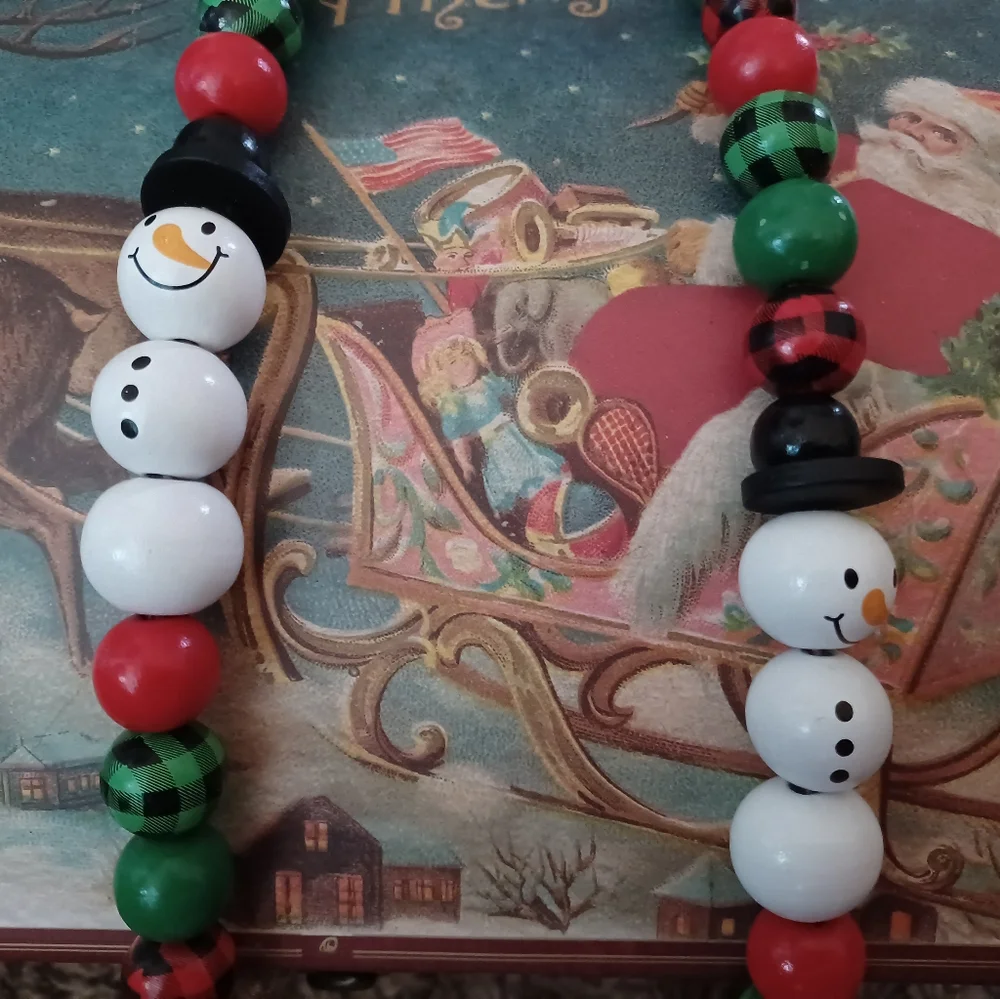 Handcrafted holiday bead garland